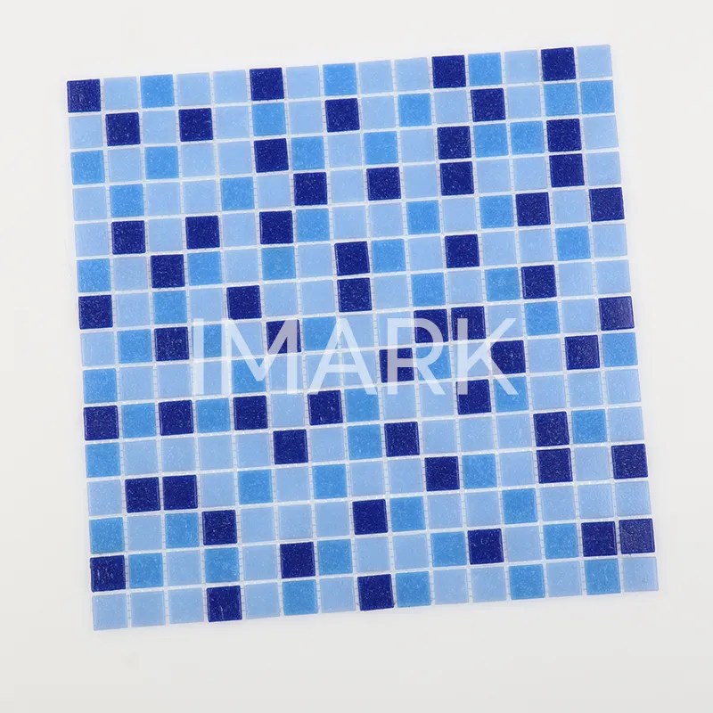 3/4 Inch Blue Salt Atlantic Glass Mosaic Tiles For Swimming Pool