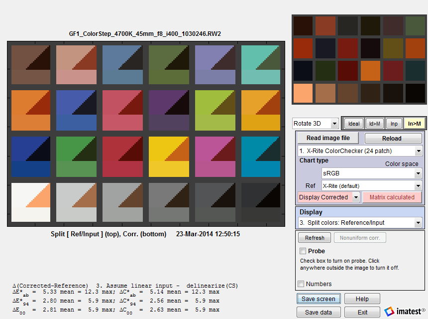 Color Correction Matrix (CCM) Imatest