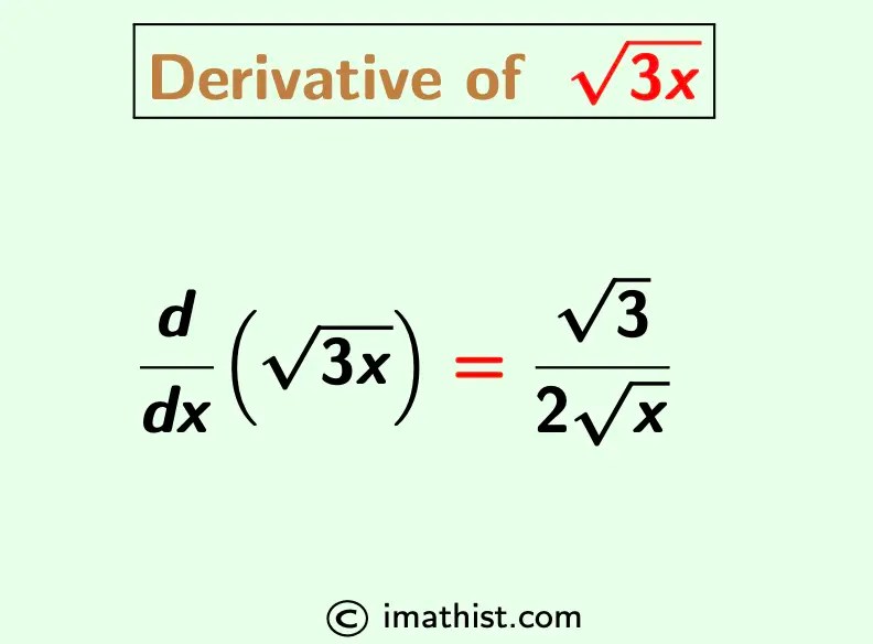 Derivative of root 3x Root 3x Derivative iMath