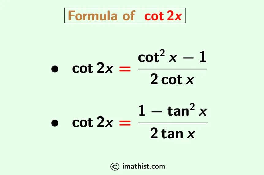 Cot2x Identity, Formula, Proof iMath