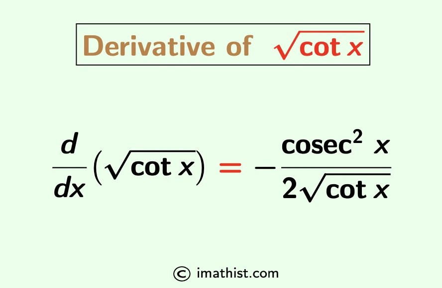 Derivative of Root cotx Proof by First Principle, Chain Rule iMath