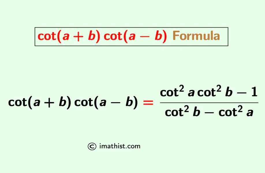 Cot(a+b) Cot(ab) Formula, Proof iMath