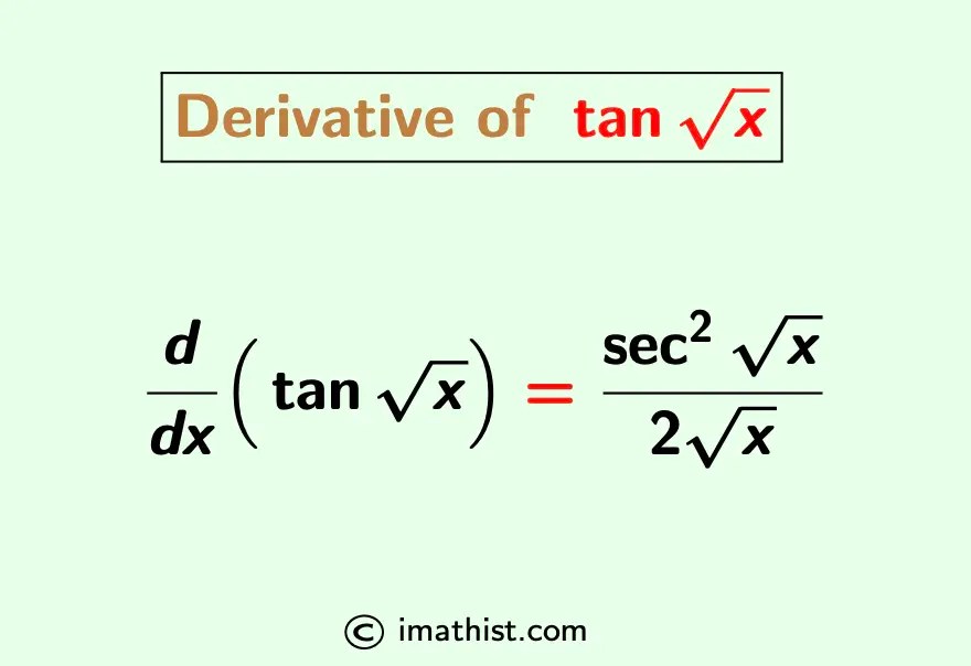 Derivative of tan root x Formula, Proof by Chain Rule iMath