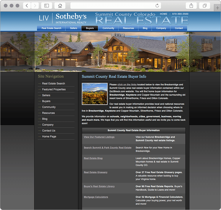 Breckenridge Colorado Sotheby's Real Estate Agent site