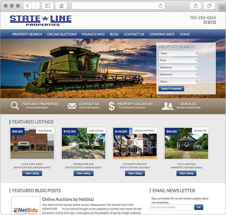 Responsive Kansas Real Estate for Sale and for Auction site