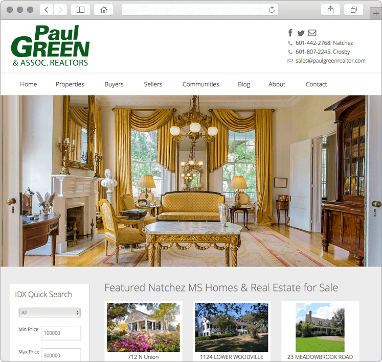 Natchez Mississippi Real Estate Company site Design