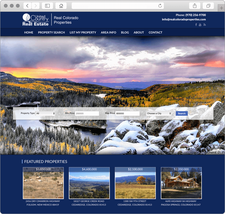 Mobile Responsive Western Colorado Real Estate site  Design