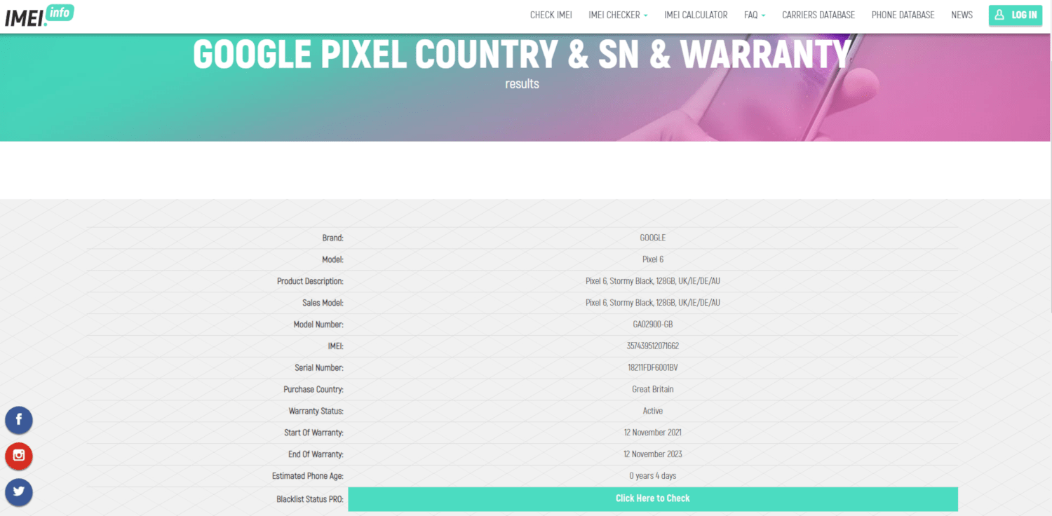 FREE GOOGLE PIXEL CHECKER News IMEI.info