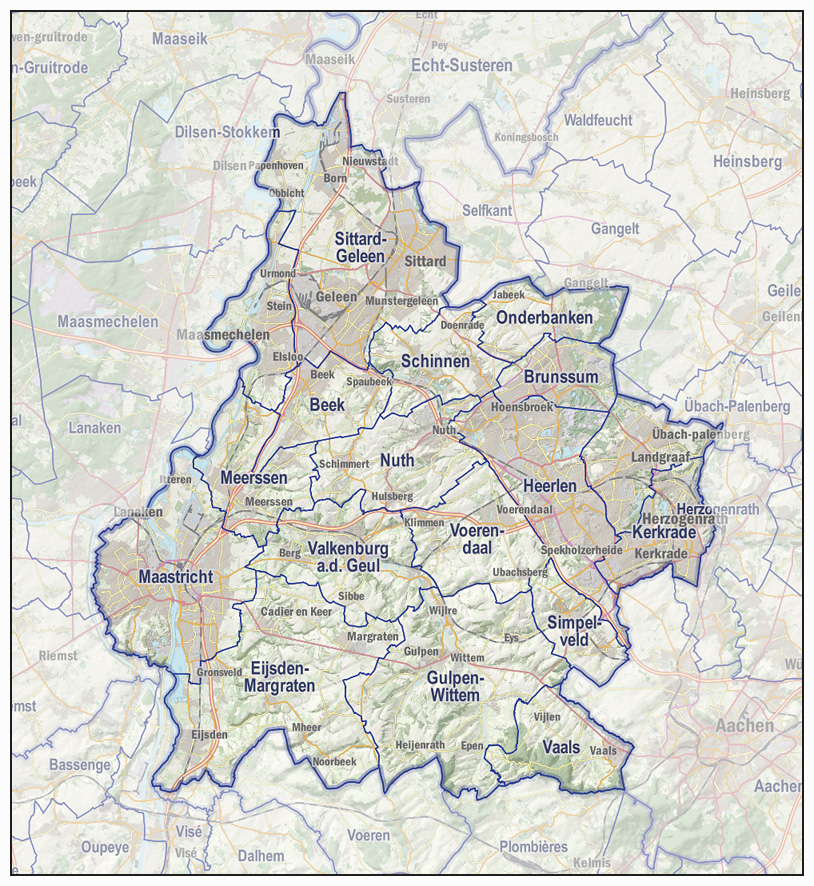 Kaart Zuid Limburg Nederland Imergis kaarten van provincies, veiligheidsregio's en politieeenheden