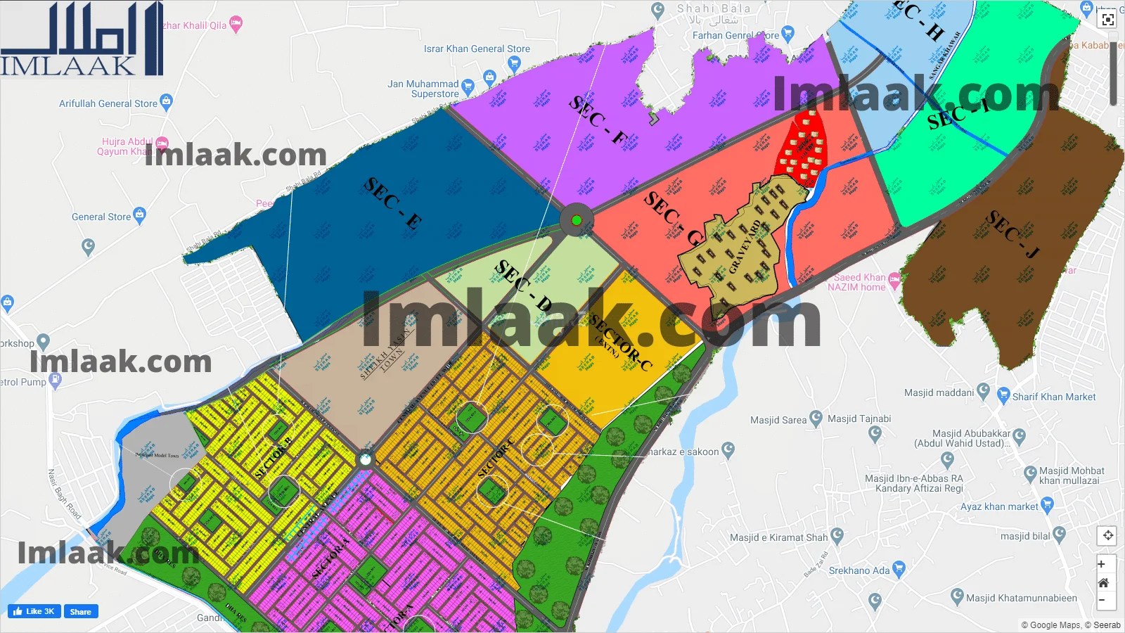 DHA Peshawar Map DHA map sector A, B & C Imlaak