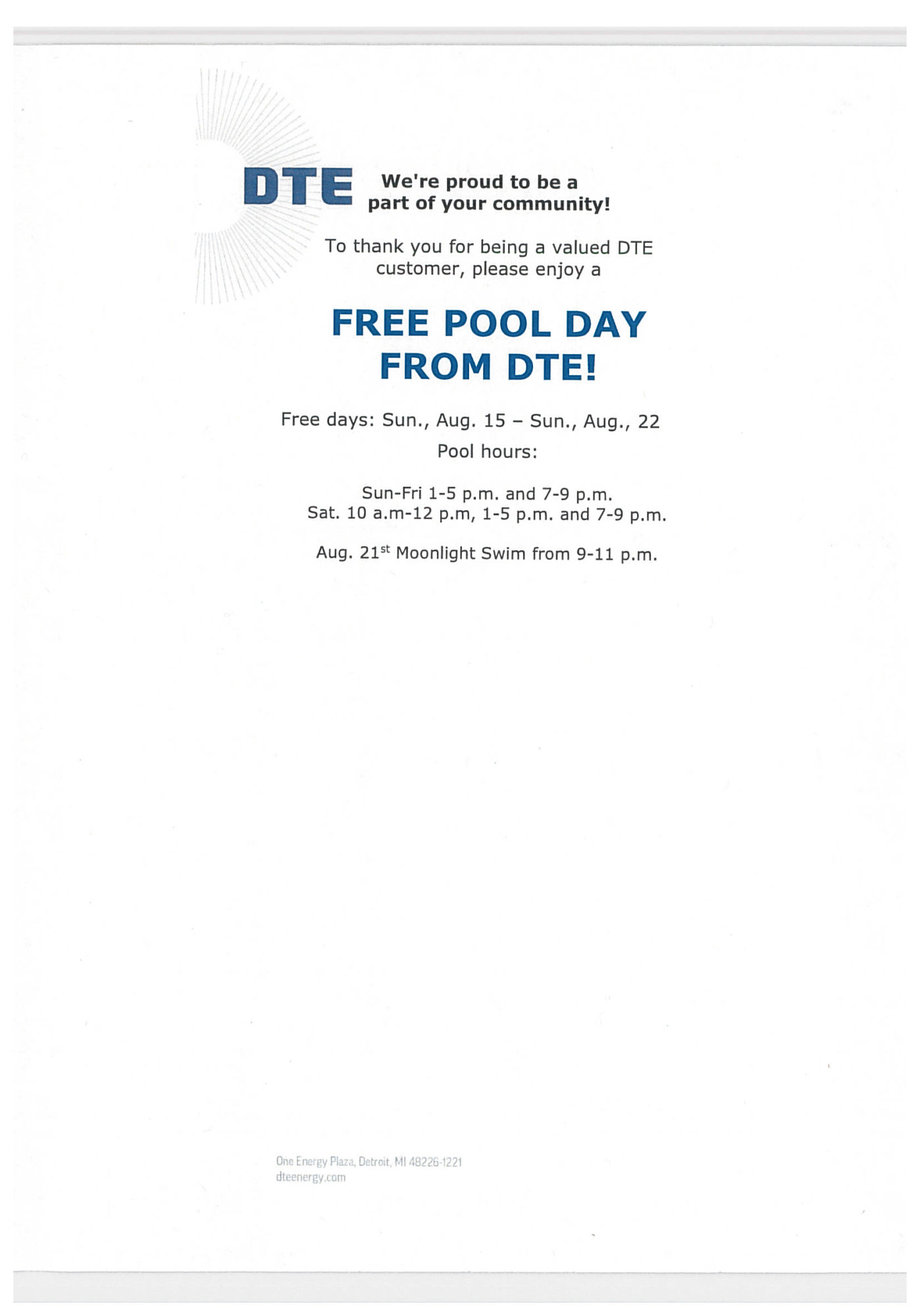 DTE Free Swim Imlay City
