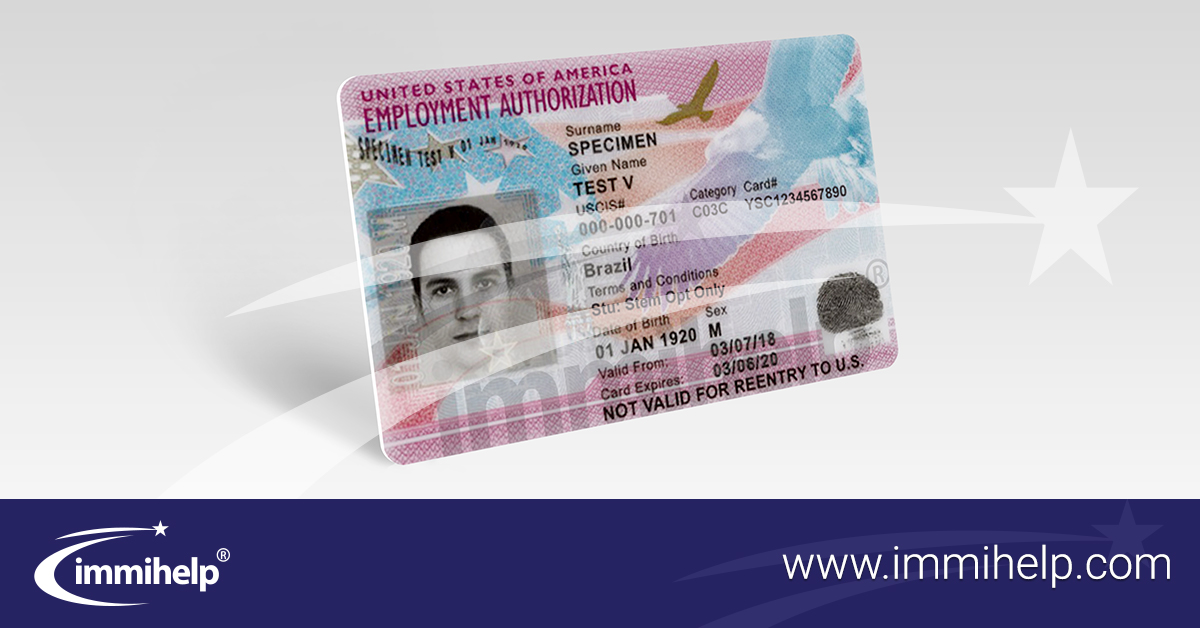 Sample OPT EAD Card
