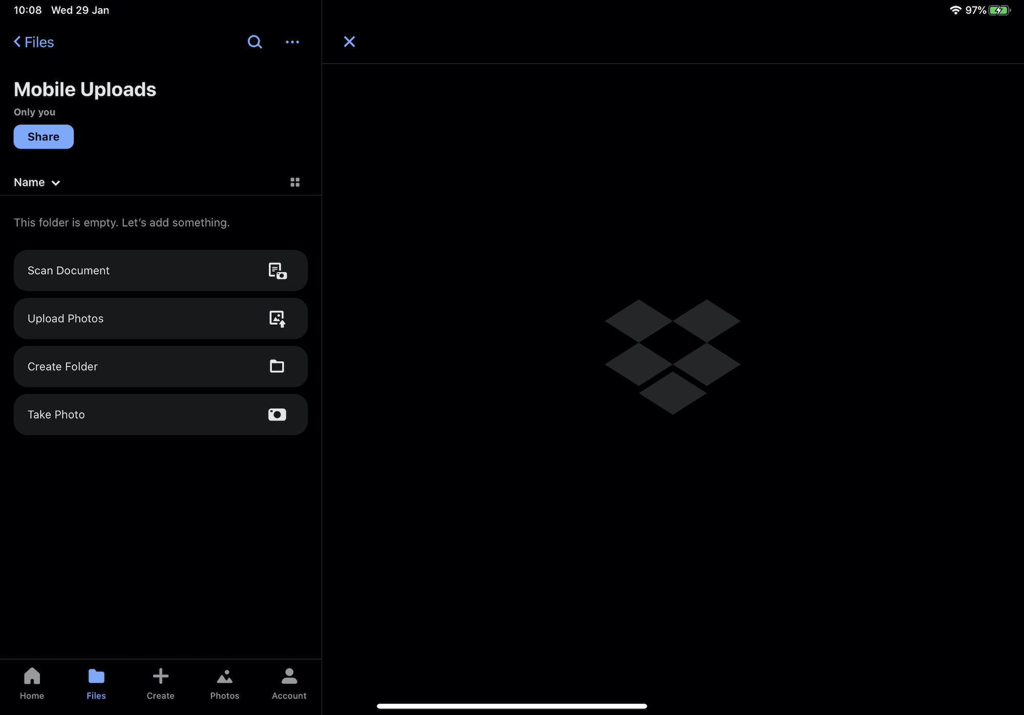 Dropbox for iPhone and iPad has been updated to support dark mode iMore