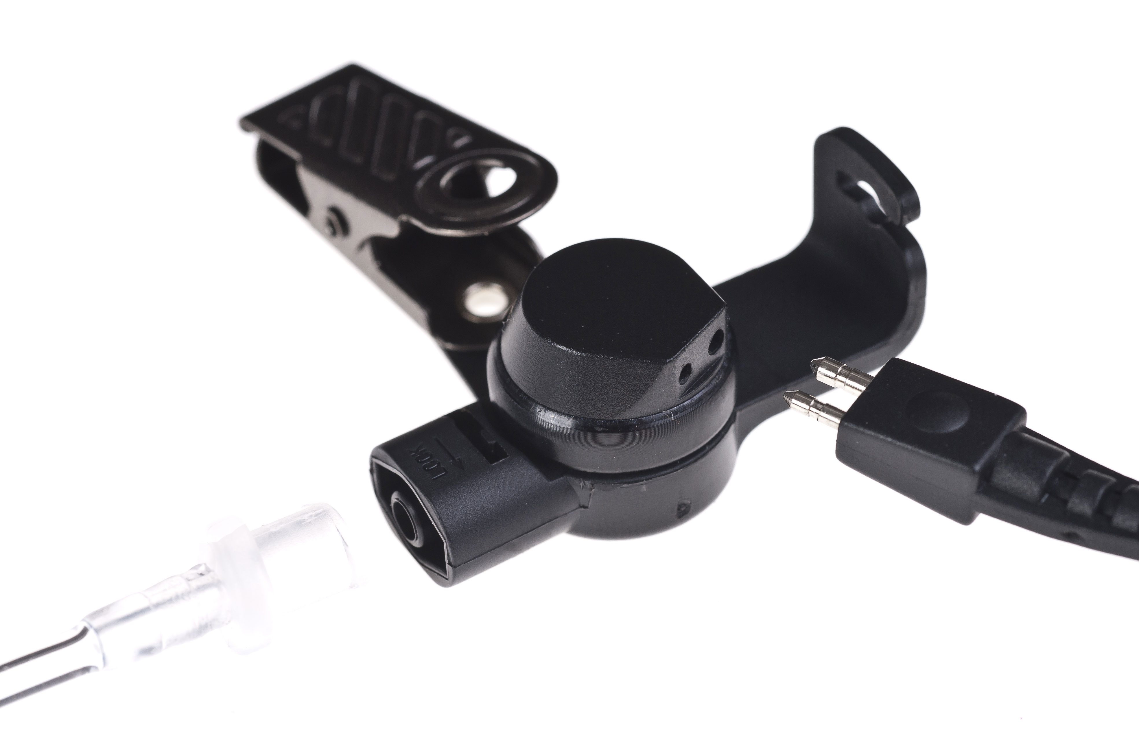 Quick Disconnect (QD) Adapter for Acoustic Tube with Clothing Clip