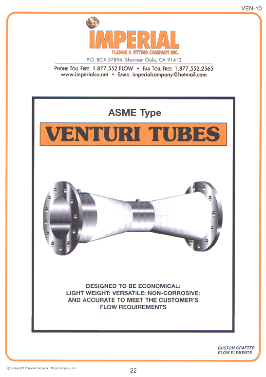 Venturi, venturi tubes, ASME venturi flow elements