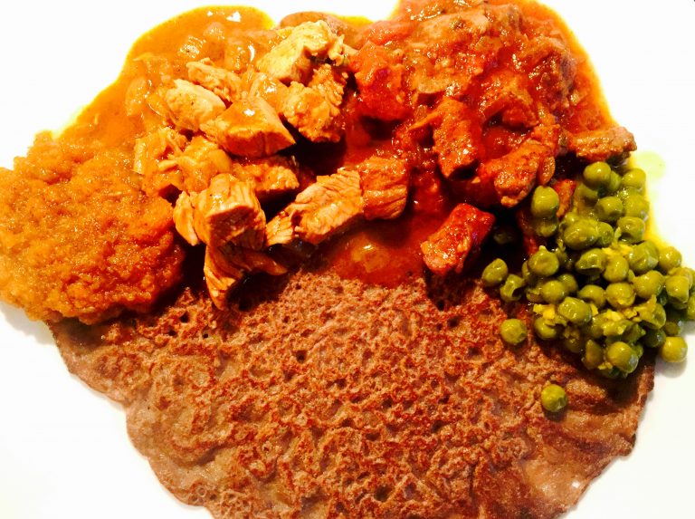 Eritrean Injera with Zigni, Dorho Tsebhi, Alicha and Shiro IMPULSIVE