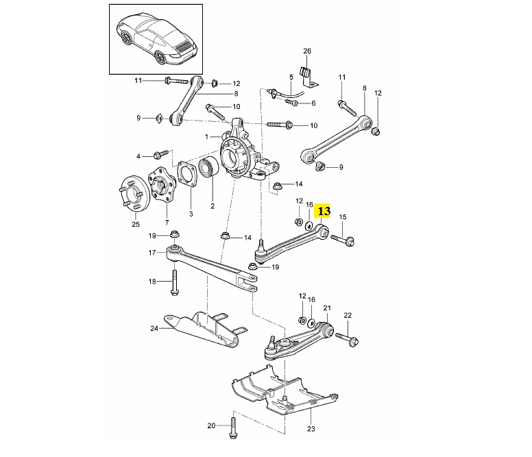 IMS GENUINE PORSCHE NEW REAR CONTROL ARM WITH BALL JOINT 99733104504