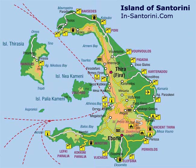 Map of Santorini detailed Santorini island Map