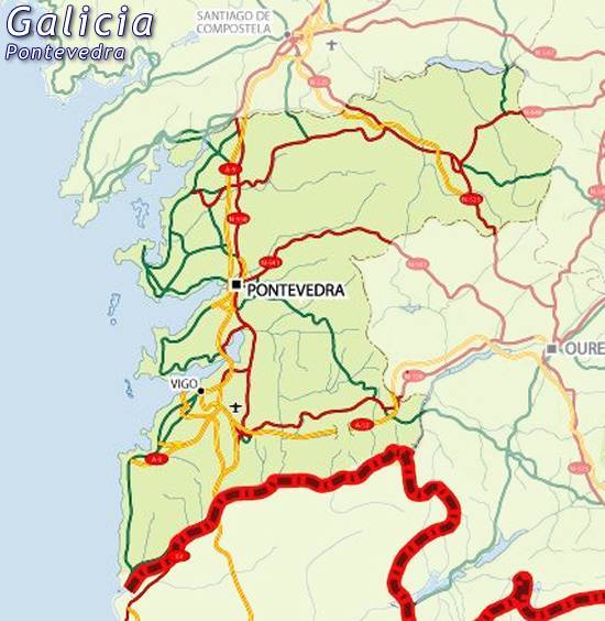 Pontevedra Espagne Carte Girar Lógico dedo mapa provincia pontevedra Vista utilizar barro