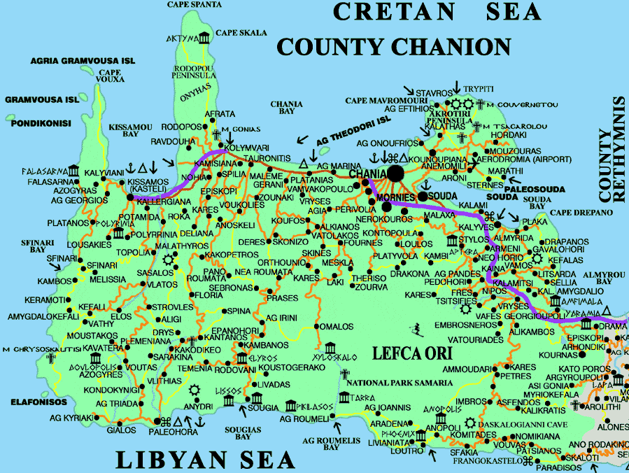 Map Of Chania Crete Map Of Chania, Crete