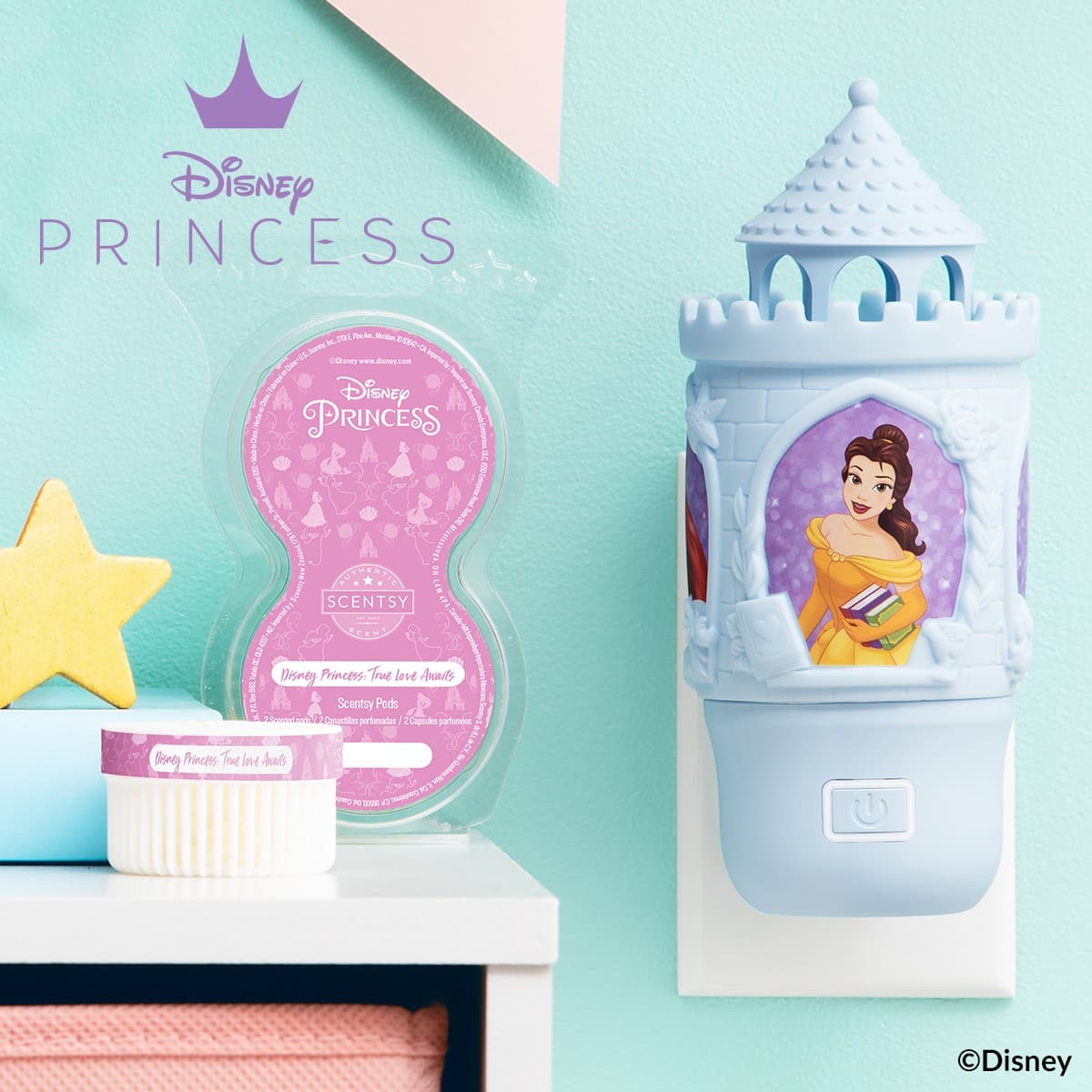 NEW! Disney Princess Scentsy Wall Fan Diffuser Blue Belle, Cinderella