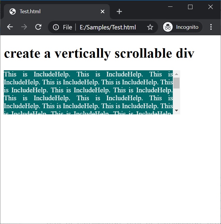 How to create a vertically scrollable div using CSS?