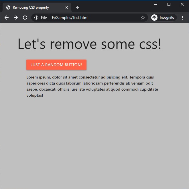 How to remove CSS property using JavaScript?