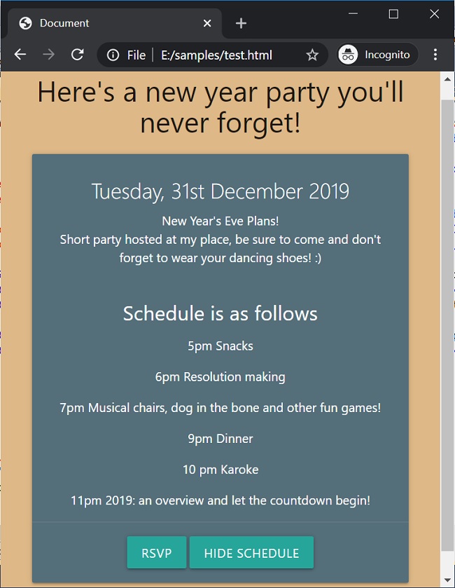 Method to show or hide elements in HTML using display property in JavaScript