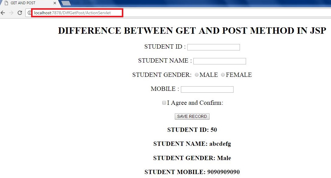 Java Difference Between HTTP POST and GET Methods