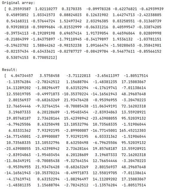 Python How to interpret the values returned by numpy.correlate()?