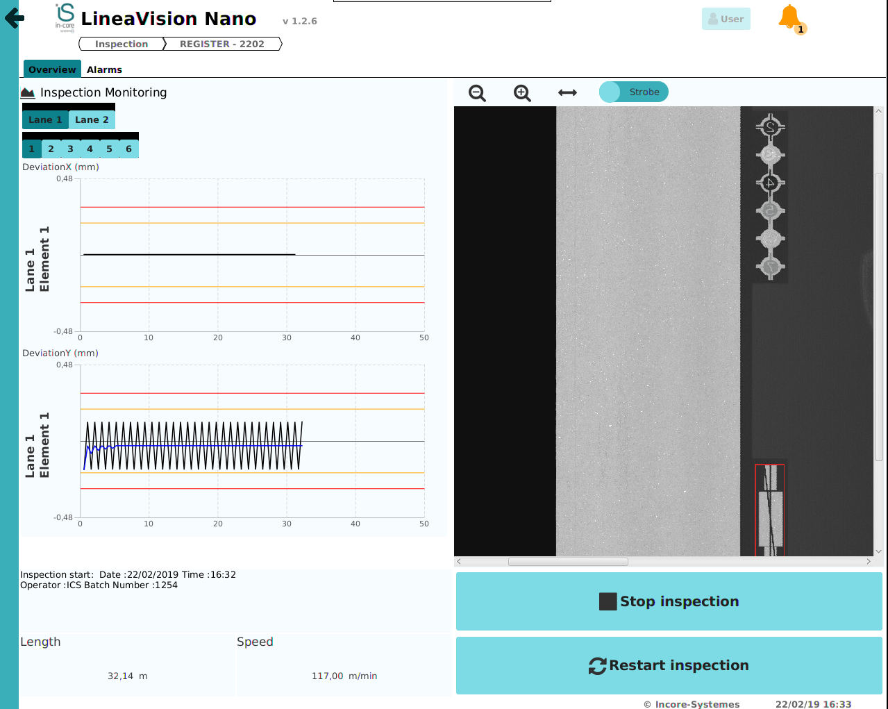 Register Mark control and colour web viewing system INCORE SYSTEMES