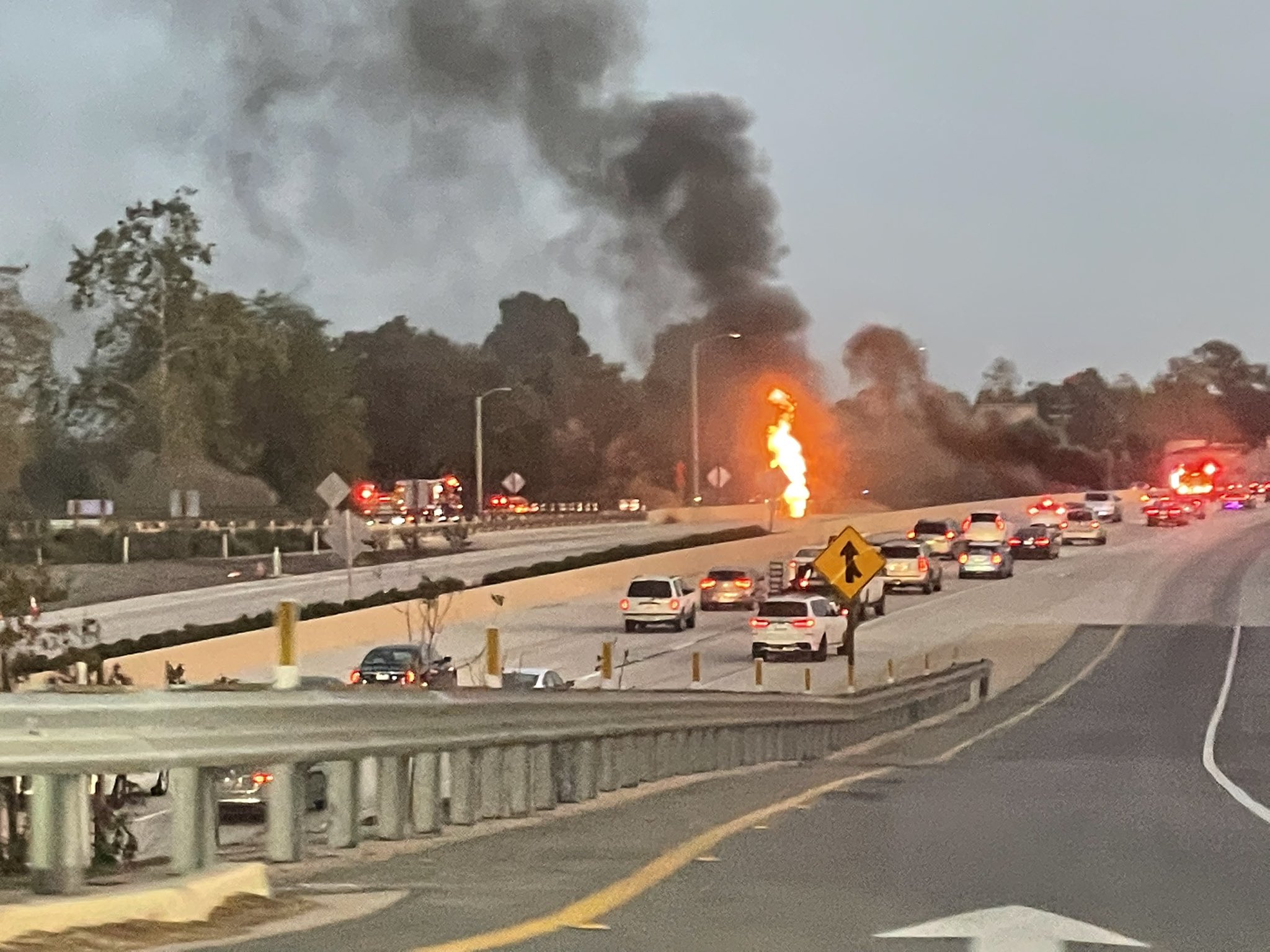 Fire Shuts Down Northbound 101 in Carpinteria The Santa Barbara