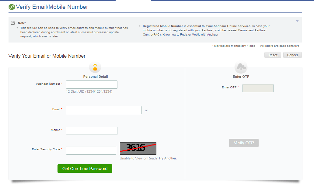Aadhaar Card Linking to Mobile Number and Email ID Steps to Verify