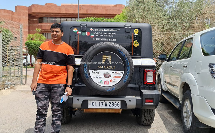 Indian reaches Kuwait driving Kerala registered