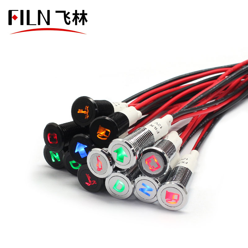10mm 12V Custom Symbol Indicator Light with Wire - indicatorlight