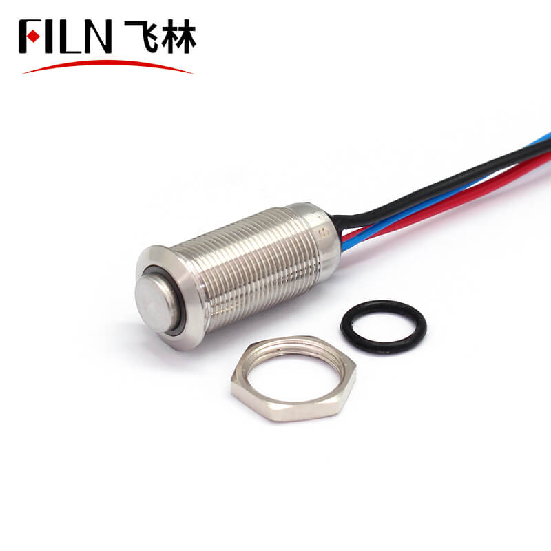 FILN 12MM Blue LED 220V Small Latching Illuminated Push Button Switch