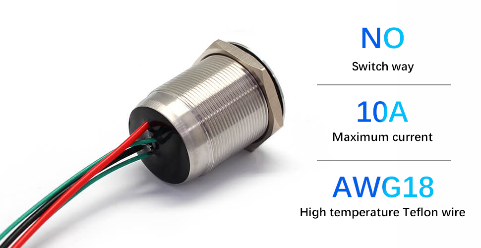 Metal Push Button Switch 25MM 10A 24V Waterproof