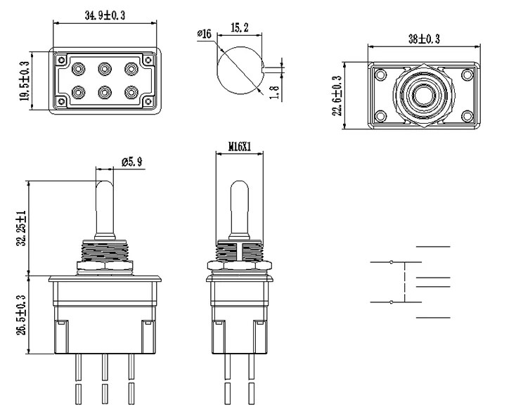 FILN ON OFF ON Toggle Switch 20A IP67 Red Green Waterproof