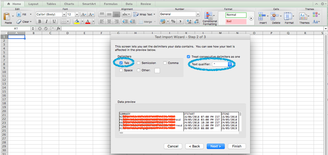 How to open a csv file in EXCEL Indigoblue