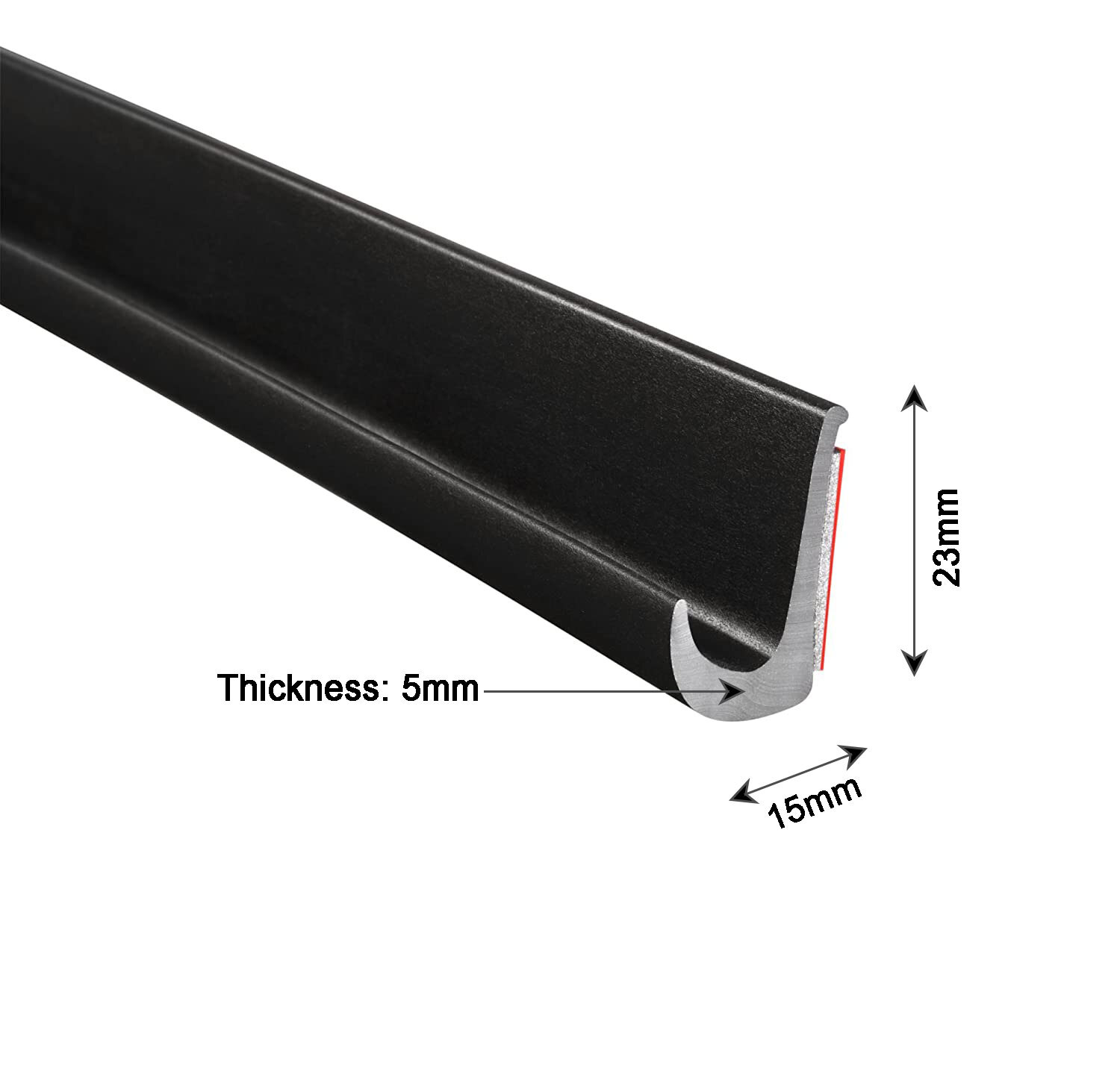 Driprail black rubber (length 3 metres) with PVC adhesive (3M brand) tape