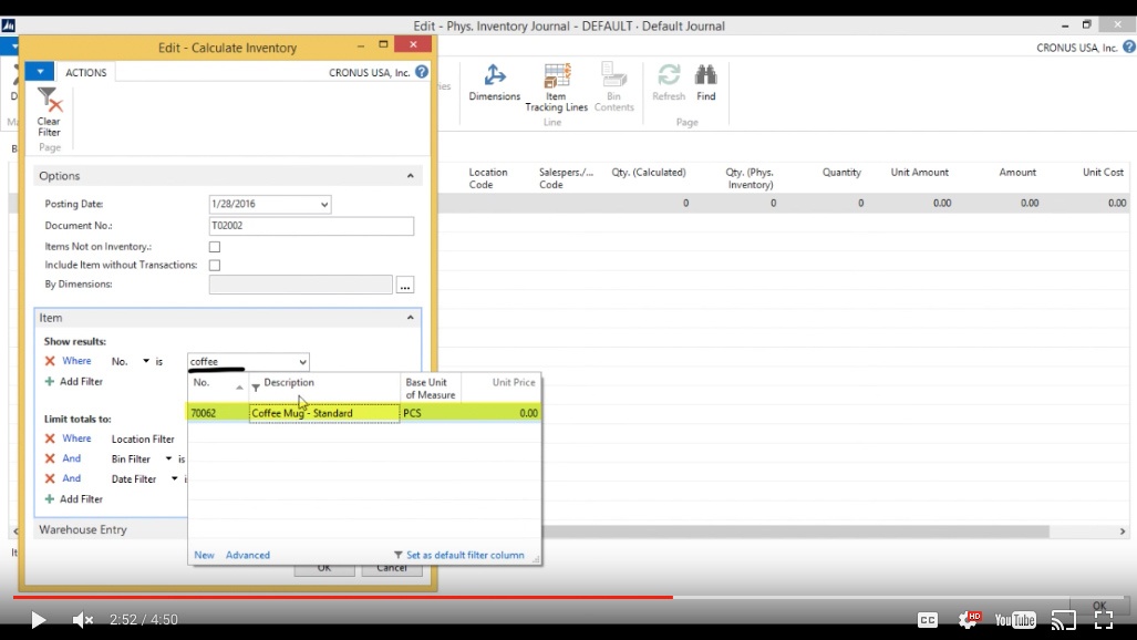 Physical Inventory Count in Microsoft Dynamics NAV 2015