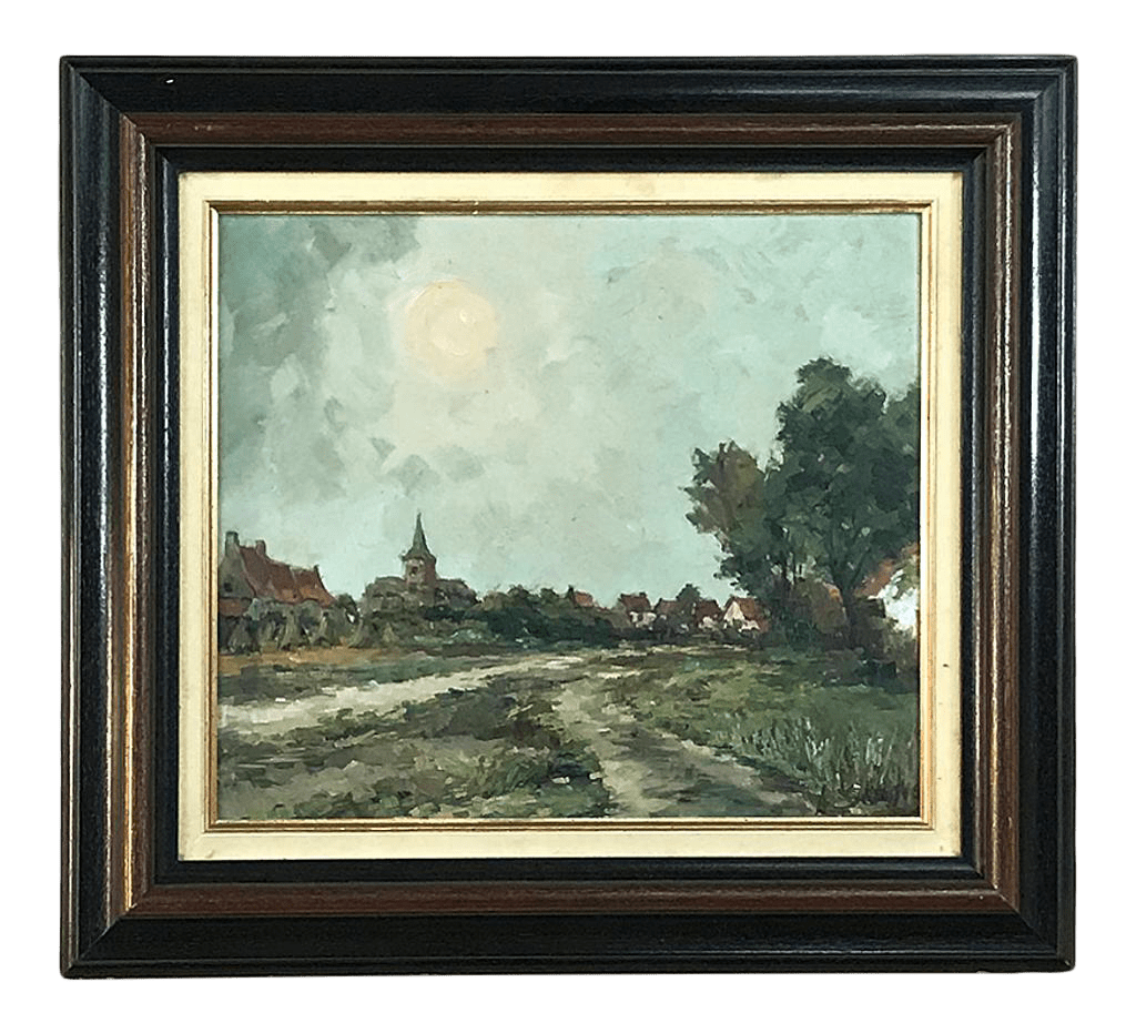 Vintage Framed Oil Painting on Board by A. Sergier