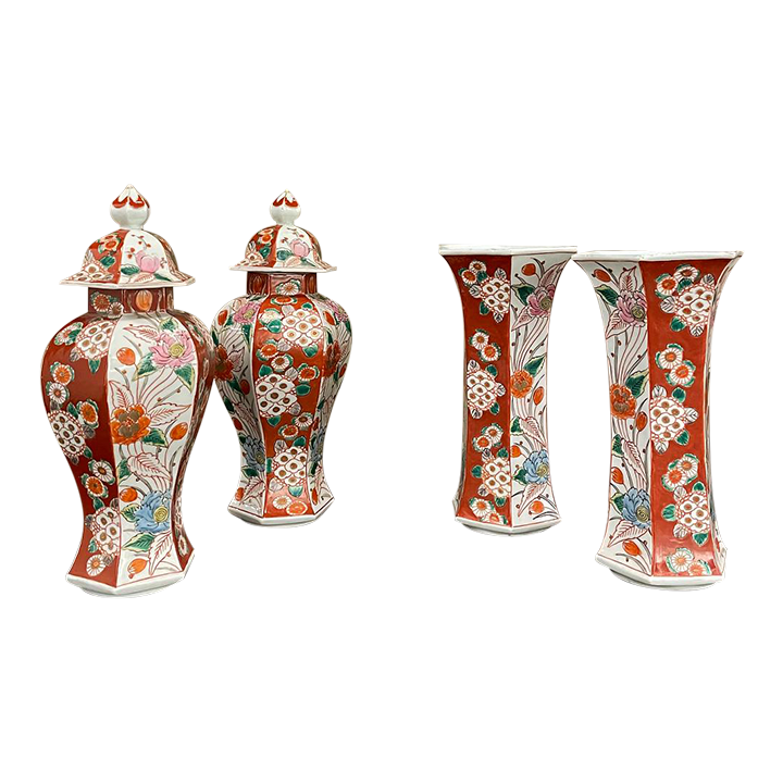 Set of 4 MidCentury Chinese Vases Garniture