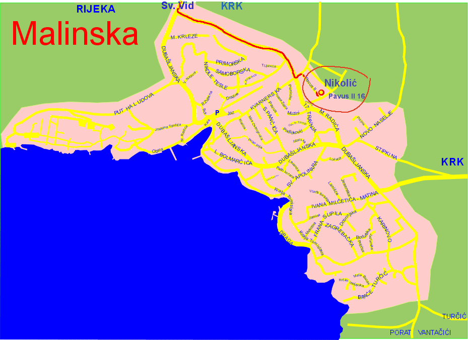 Malinska Kroatien Karte Mapa Malinskiej na KRK poszukiwana Cro.pl Chorwacja Online