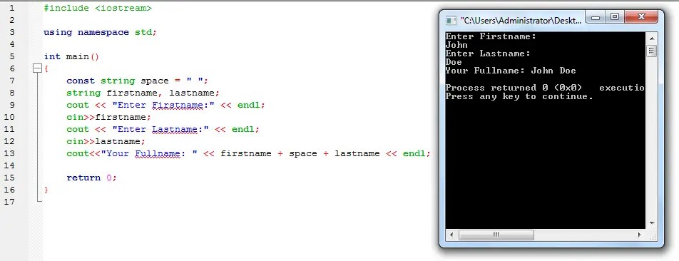 Combine Strings in C++
