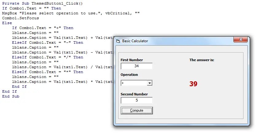 Basic Calculator in Visual Basic 6