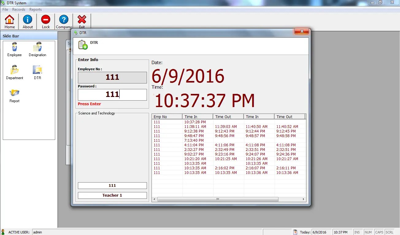 Daily Time Record System Free Download Complete Source code