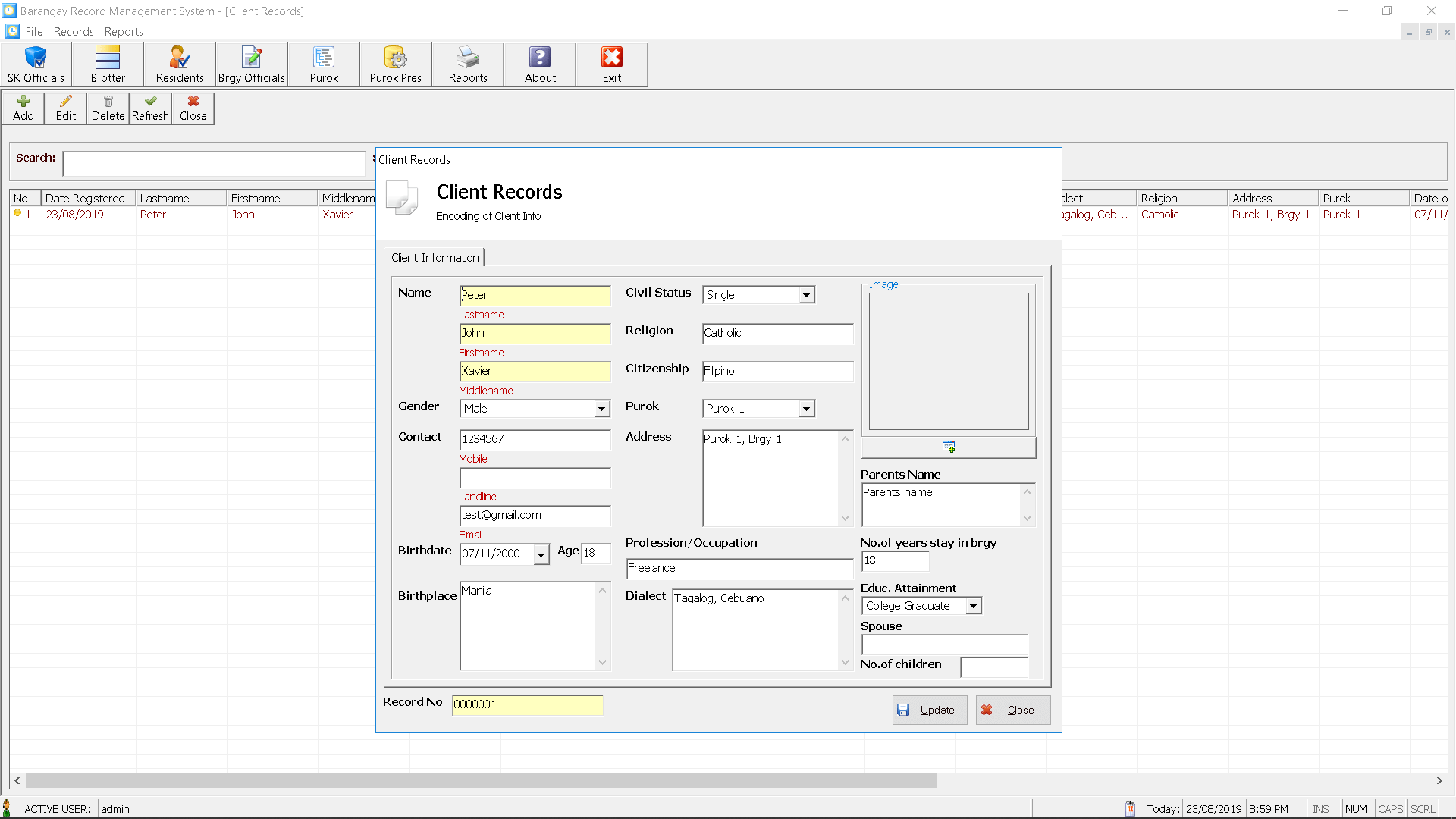 Barangay Records Management Features and User Interface