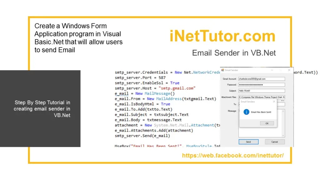 Email Sender Code in Tutorial and Source code