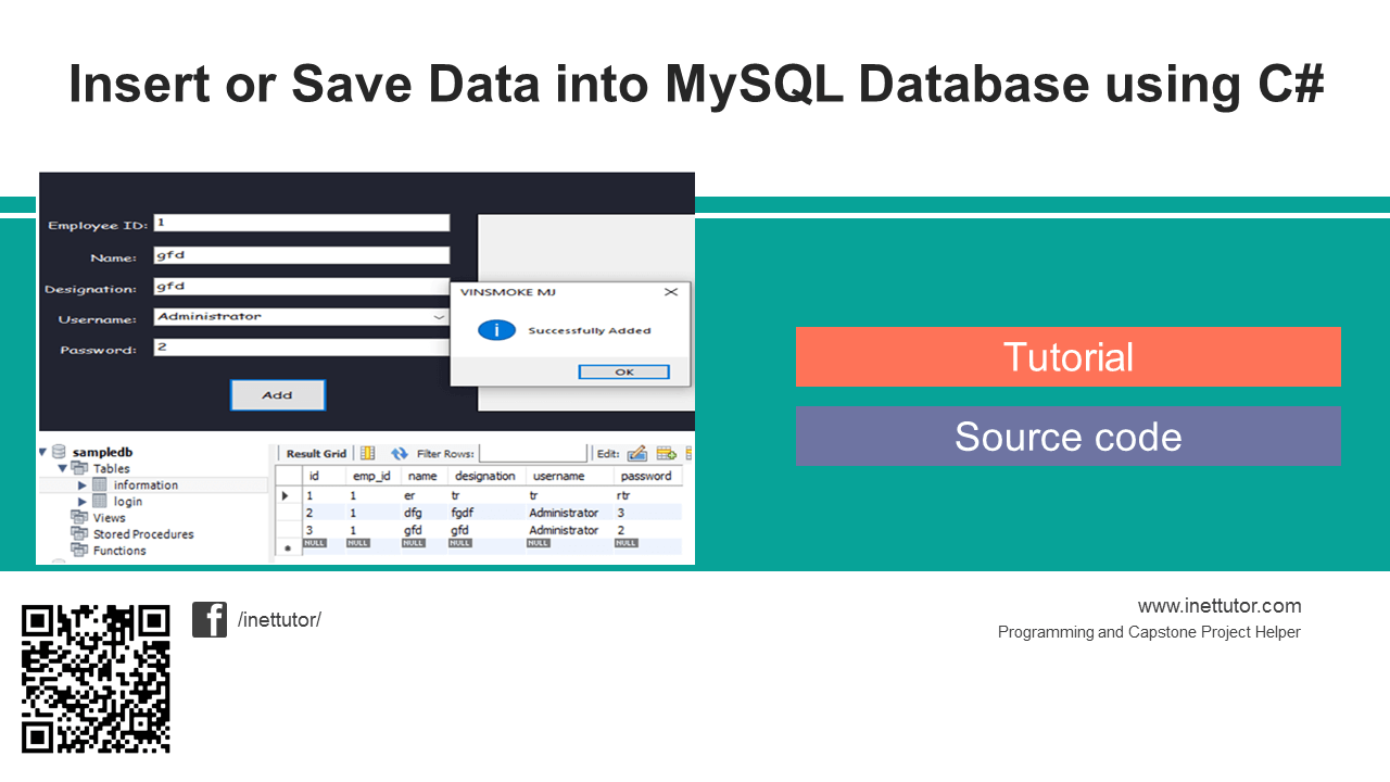 Insert or Save Data into MySQL Database using C